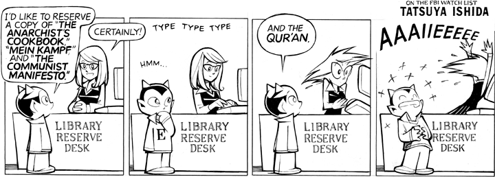 Lil' Evil here is a character whose whole bit is that he wants everyone to think he's scary & evil but no one takes him seriously, so i think this is supposed to be commentary on the rampant islamophobia of the Bush years. I'm not sure this really works.