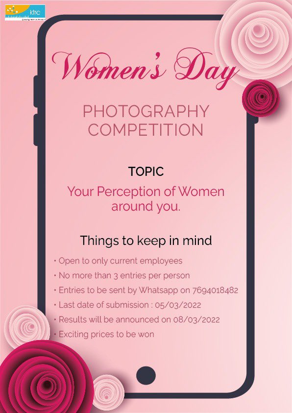Kailtech_Lab's tweet image. *Women’s Day is not for Women alone*
It is for all of us to acknowledge the inspiring women around us. So here is a Photography Competition on *Your Perception of Women around you”*. #womensday #InternationalWomensDay2022 #womensupportingwomen #photographycompetition