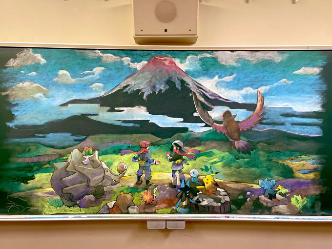 ポケモンの黒板アートがすごい 生徒たちの卒業を祝うために美術教師が描いた絵が胸アツなかっこよさ 1 2 ページ ねとらぼ