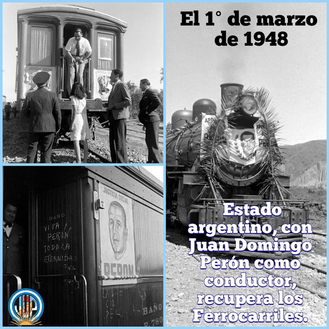 RickyCuellar89's tweet photo. 🚂 El 1° de marzo de 1948, el Estado argentino, con Juan Domingo Perón como conductor, recupera los Ferrocarriles.
#Peron
#GranConductor https://t.co/mTaJGd7gB6