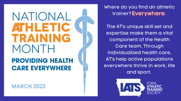IowaATSociety's tweet photo. Mike, Mike Mike!!!! What Month is it?!?!
#NationalAthleticTrainingMonth 
The 2022 theme: Providing Healthcare Everywhere. So whether you are an AT or you know an AT, take a moment to celebrate #providinghealthcareeverywhere by following us, @MAATAD5 &amp; @NATA1950 https://t.co/F36hYZOdk0