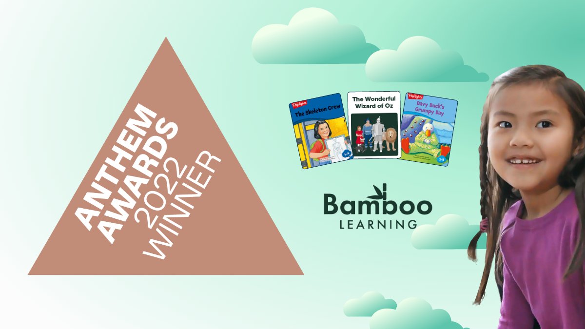 Excited to share… Bamboo Learning is a Bronze winner at the inaugural <a href="/anthemawards/">anthemawards</a> for mission-driven work in Education Innovation category! We are deeply honored to be recognized for our unique voice-enabled #literacy solution for K–5 students.

<a href="/learnwithbamboo/">Bamboo Learning</a> #VoiceTech