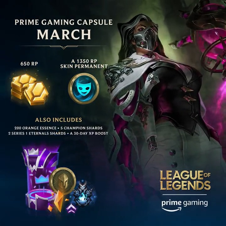The next  Prime Gaming Capsule is out now for Prime members! Claim  650 RP, a 1350 RP skin, and more today!
