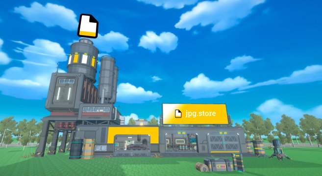 jpgstoreNFT's tweet photo. Accurate depiction of jpg headquarters 😂🔥

Thank you so much @PBeaviz for incorporating the https://t.co/SCs1Cjt6fj building into their Metaverse, it looks SO cool! 🤯 https://t.co/1Jja9doANG