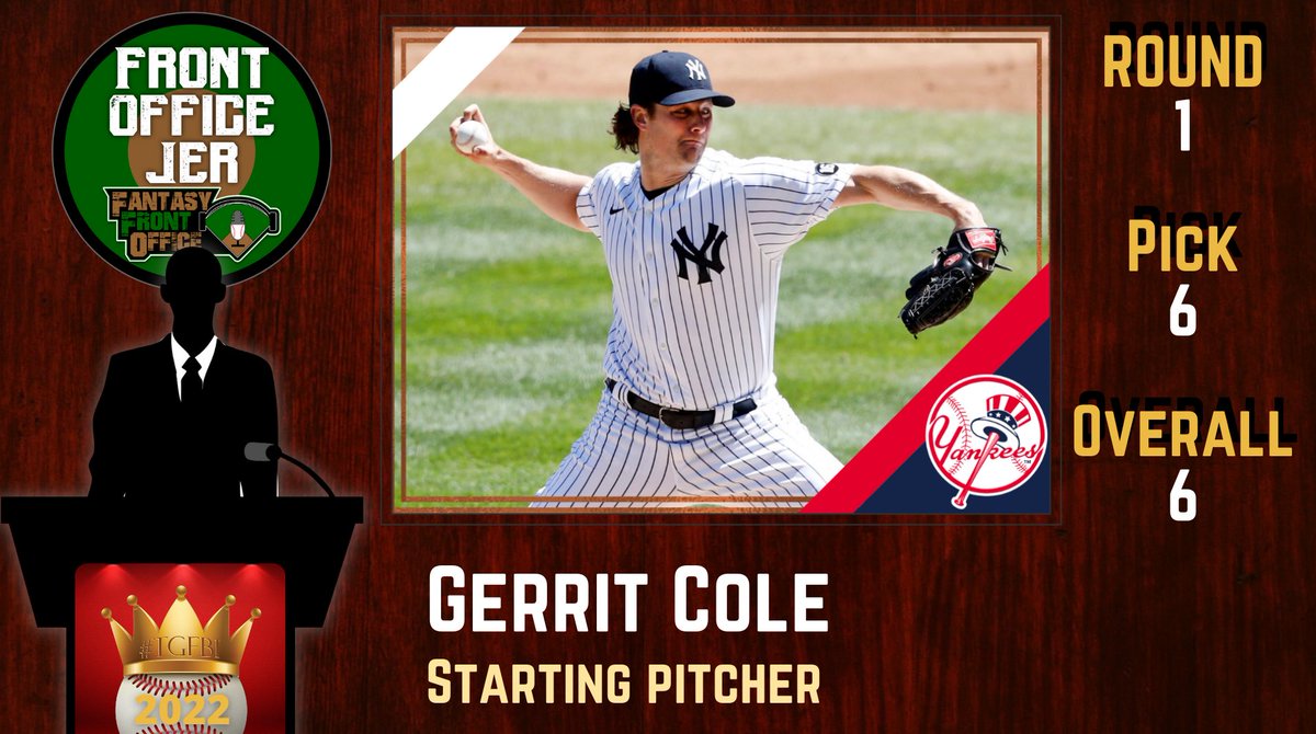 FrontOfficeJer's tweet image. Round 1 is in the books for League 14!
With the 6th Pick overall, @FrontOfficeJer, of @FanFrontOffice, selected Yankees SP Gerrit Cole.

This is the 1st SP taken by @FrontOfficeJer in the 1st Rd in the 5yrs he’s drafted TGFBI.
