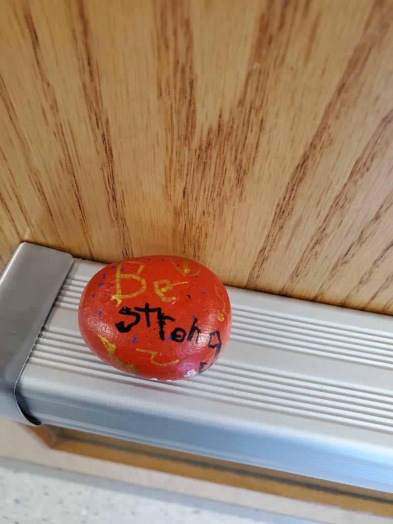 JenCavalancia's tweet photo. Our Kindness Kids group has been hiding painted rocks throughout the building. I came across this one and fell in love with the message. @DLSDGuidance #DLProud https://t.co/eB0vPMhTgo