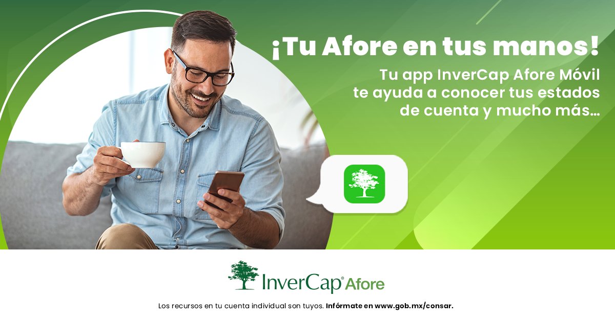 Afore_InverCap's tweet photo. Acceder a la información de tu cuenta Afore ahora es más fácil. 🤩

Realizar Aportaciones Voluntarias es muy rápido y sencillo con InverCap Afore Móvil. 🤳🏼

📲 App Store: https://t.co/yPhVy1EkQb
📲 Google Play: https://t.co/XEoiXLMm3A

#InverCap #AhorroVoluntario #RetiroLaboral https://t.co/EC4NxbZu6U