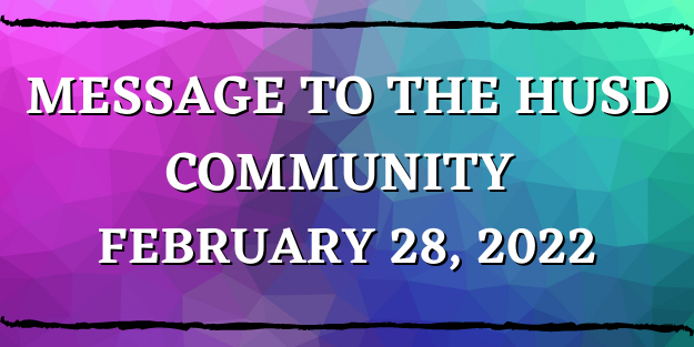 MesquiteTrails's tweet photo. MESSAGE TO THE HUSD COMMUNITY FEBRUARY 28, 2022 https://t.co/Dc4zOTUIxW https://t.co/5FMUpxxDdb