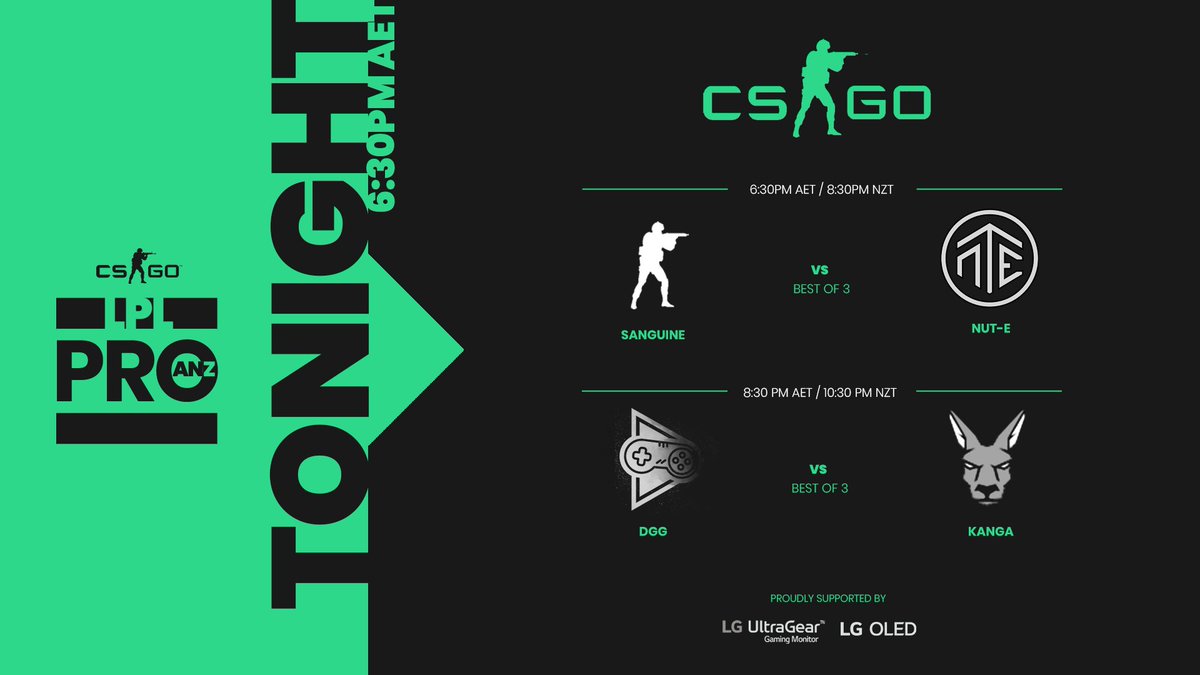 LPL Counter-Strike (@lpl_cs) on Twitter photo LPL Pro CS:GO RETURNS TONIGHT with Season 1 of 2022.
Week 1 Day 1:
Sanguine 🆚 <a href="/nutegamingOCE/">Nut-E Gaming</a>
@DggEsports 🆚 <a href="/KangaEsports/">Kanga Esports</a>
💬 <a href="/Elfishguy/">Jordan Mays</a> <a href="/pilskicasts/">Mitchell Pilipowski</a>
🔍 <a href="/metaphasetv/">meta</a>
⏰ 6:30PM AET / 8:30PM NZT
📺 twitch.tv/lpl_csgo
#LPLCSGO | #CSGO | #LPLPRO LPL Pro CS:GO RETURNS TONIGHT with Season 1 of 2022.
Week 1 Day 1:
Sanguine 🆚 <a href="/nutegamingOCE/">Nut-E Gaming</a>
@DggEsports 🆚 <a href="/KangaEsports/">Kanga Esports</a>
💬 <a href="/Elfishguy/">Jordan Mays</a> <a href="/pilskicasts/">Mitchell Pilipowski</a>
🔍 <a href="/metaphasetv/">meta</a>
⏰ 6:30PM AET / 8:30PM NZT
📺 twitch.tv/lpl_csgo
#LPLCSGO | #CSGO | #LPLPRO