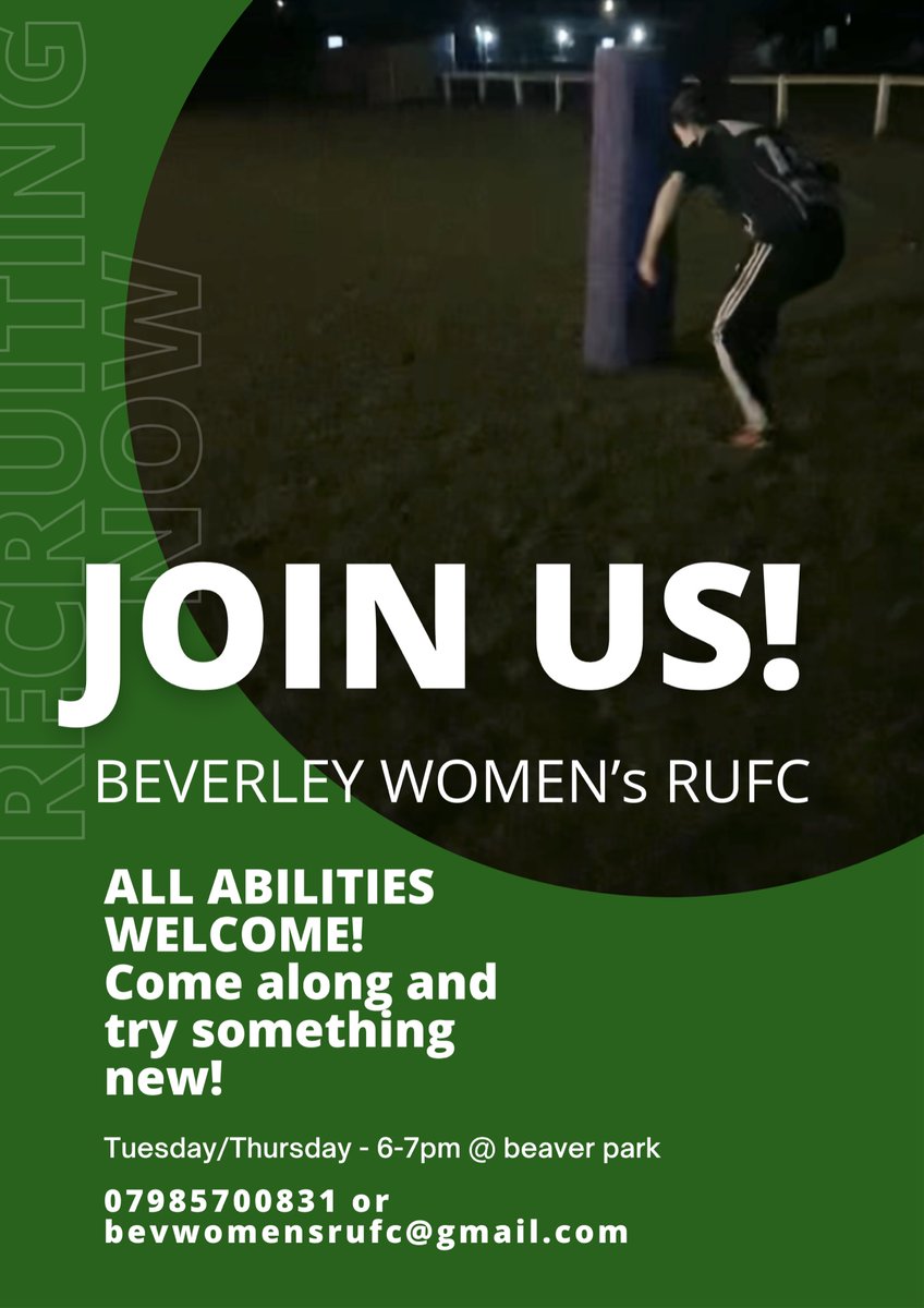 bevwomensrufc's tweet photo. Join us this week as we start something amazing! Come along on Thursday night (6-7pm) for the first official women’s rugby session! 
💚🏉
Drop us a message if you’re interested or want some more information! https://t.co/JlMaMLZj2g