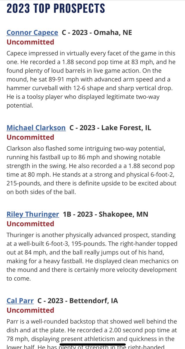 PGShowcases's tweet photo. Top Prospect List from the Pitcher/Catcher Indoor Showcase 

@PG_Scouting @PG_Uncommitted 

🔗 https://t.co/8cUsifjdmI https://t.co/uKFA8JmZCS