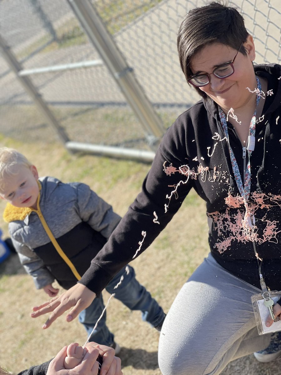 Silly string fun! These kiddos got to silly string their teachers for raising over $50 for the American Heart Association’s Kid’s Heart Challenge! ♥️ #GISDlilbucs