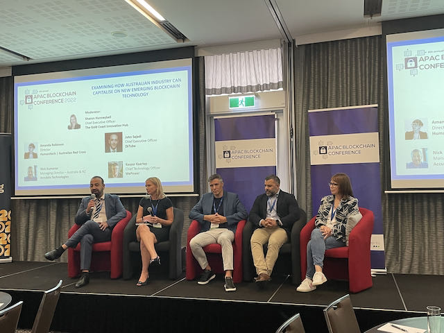 caraszellemes's tweet photo. Good to see a discussion about the Australian roadmap for #blockchain at #apacblockchain 2022. I'm here with @unidoep co-founder @michael_pac_tmk to meet other fintech blockchain companies. If you're here, come find us! #enterpriseblockchain https://t.co/FHSUZCdrPo