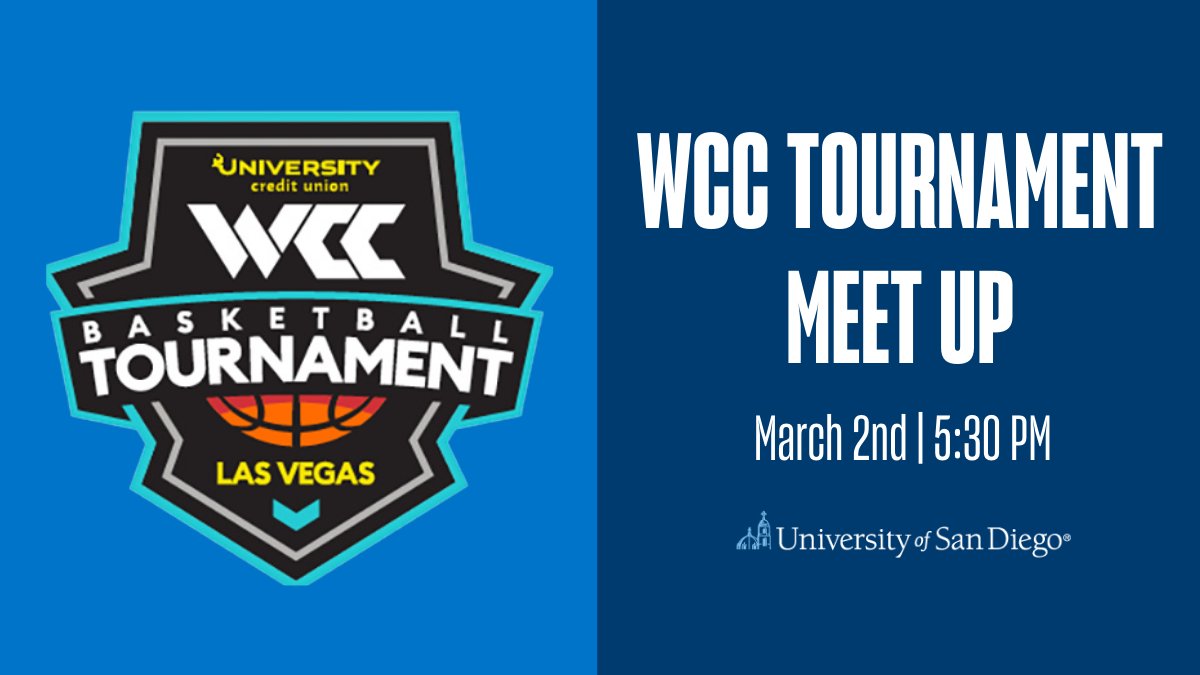Join USD alumni, parents, and friends for events at the 2022 University Credit Union WCC Basketball Tournament in Las Vegas March 3 – 8, 2022. Get your tickets now at bit.ly/3IwrVBP

<a href="/usdmbb/">San Diego Men's Basketball</a> <a href="/USDwbb/">San Diego Women's Basketball</a> <a href="/USDToreros/">San Diego Toreros</a> - we're ready to cheer you on!