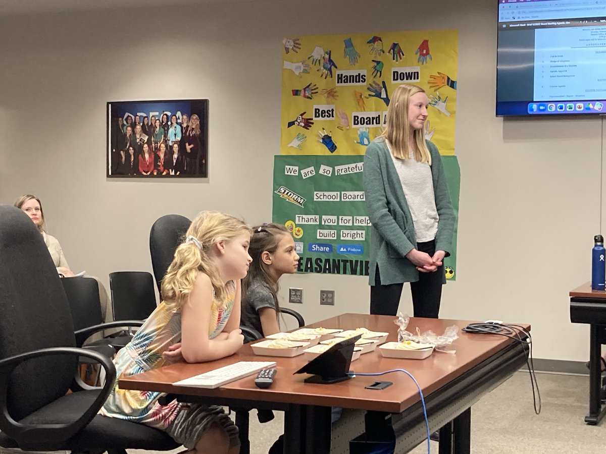 These amazing young ladies from ⁦<a href="/ricemnelem/">Rice Elementary</a>⁩ shared their authentic learning experience that resulted in dessert once a month for all elementary students! #StromStrong