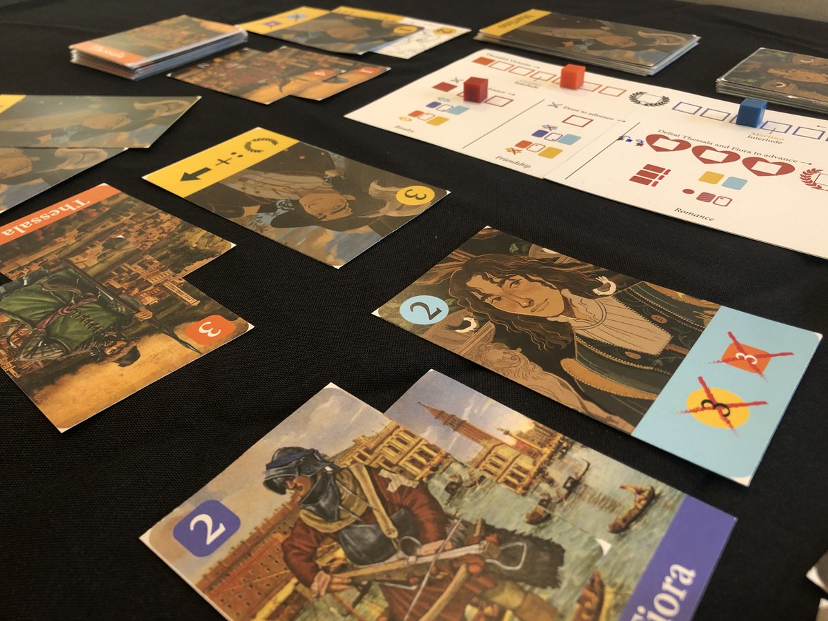 Enemies to Lovers is ready to pitch! If you know any publishers who want a two player game you can win by dueling your opponent or romancing them and uniting against the world, please let me know! https://t.co/dcsCSLUrjB