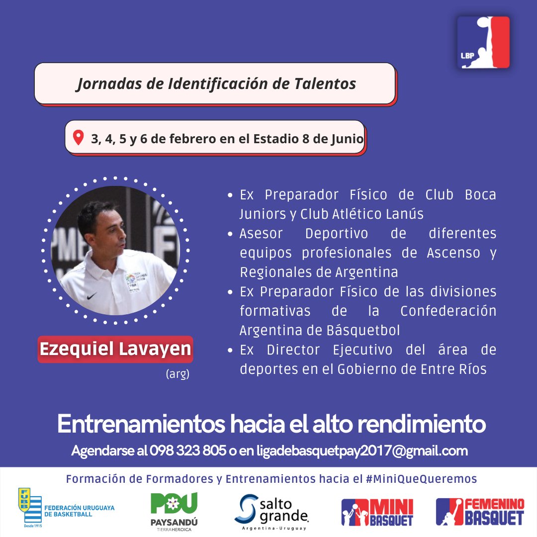 🗓🏀A partir de este jueves se dará inicio a la actividad deportiva 2022 con la visita de los profesores argentinos Jorge Díaz Vélez y Ezequiel Lavayen para llevar a cabo una clínica de minibásquet y jornadas de identificación de talentos. 🙌🏼 ⛹🏻‍♂️🏋🏻‍♀️
