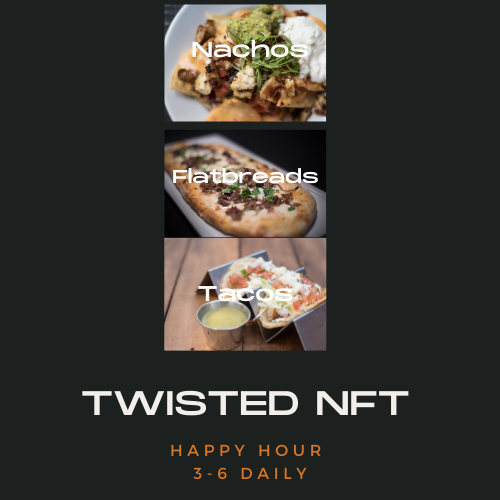 TwistdOakTavern's tweet image. We're jumping on the bandwagon and offering #NFTs 💸
Get them 3-6 daily on our #happyhour menu.  #Camarillo