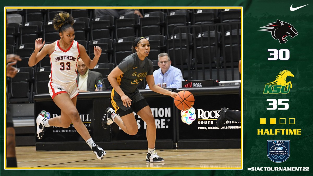 KYSUAthletics's tweet photo. WBB: Kentucky State leads by five at the half. #SIACTournament22 https://t.co/KbQ13uyCLn