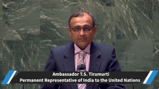 ANI's tweet photo. Peaceful settlement of disputes has been India's consistent position; my govt firmly believes that there's no other choice but to return to the path of diplomacy: India's Permanent Rep to UN, TS Tirumurti, at 11th Emergency Special Session of UNGA on #Ukraine https://t.co/TjLeLpr5nR