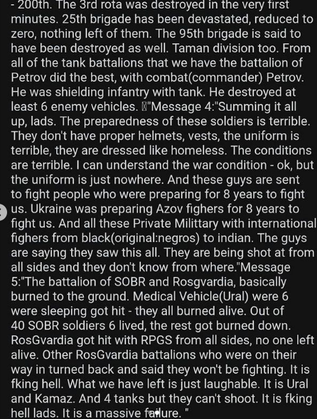 nullagent's tweet image. Allegedly intercepted Russian texts.

For reference a BTG is 600-800 officers.

Via - instagram.com/p/CaifzIvL_BT

#OSINTUkraine