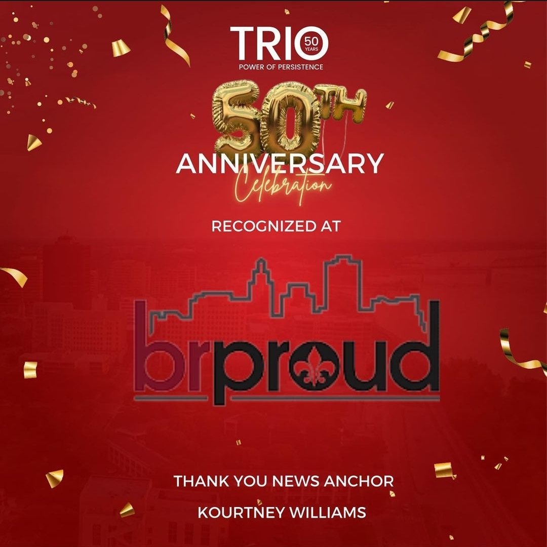 lasaptrio's tweet image. This morning our TRIO family was proud to be spotlighted on BRProud by news anchor @kwilliamstv celebrating the 50 years of service to our students through the power of persistence! 
Dr. Darica Simon was joined by Derrick Lathan is a doctoral candidate at LSU &amp;amp; TRIO Alum, Mcnair