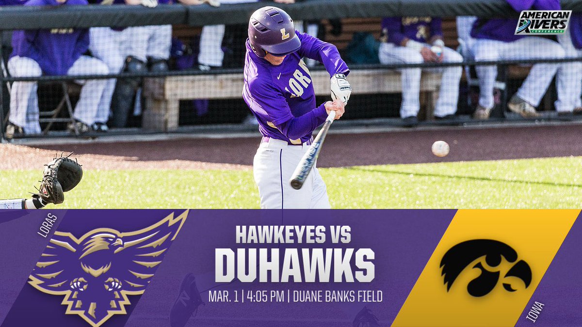 See you tomorrow at Duane Banks! 
⚾️: Duhawks VS. Hawkeyes
📍: Iowa City, IA
⏰: 4:05pm 
🎥: B1G+
