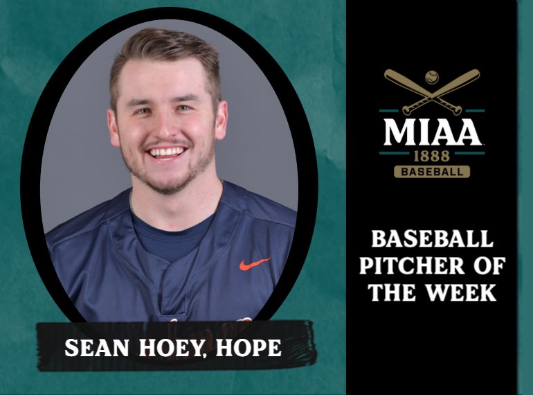 HopeCollegeBSB's tweet photo. #D3MIAA position player of the week goes to senior Brant Kym 

#D3MIAA pitcher of the week goes to senior Sean Hoey 

Congrats to our guys on a great start to the season! https://t.co/KJbOUXK95I