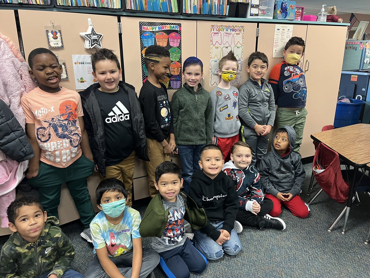 Crazy hair and crazy socks for Read Across America.  <a href="/KuehnleKISD/">Kuehnle Elementary</a>