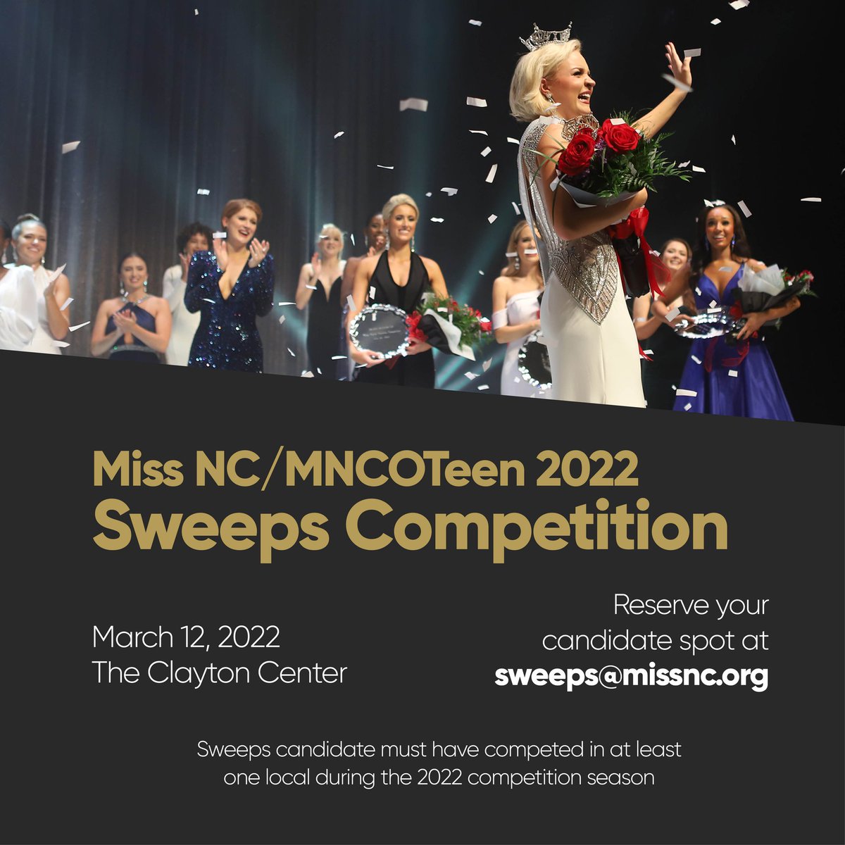 There's only a few spots remaining for the #MissNC/#MNCOTeen Class of 2022! Reserve your spot by emailing sweeps@missnc.org.