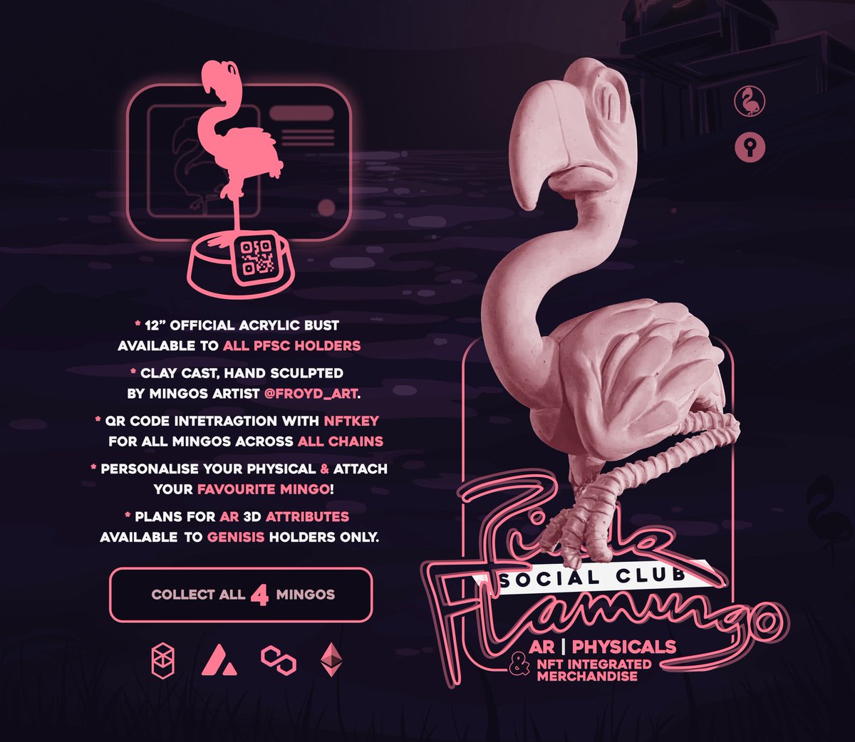 FTMFlamingo's tweet photo. 🦩PHYSICAL MINGOS!!!🦩

@froyd_art has been sculpting the bust for the our physical mingo!! 

This will be FREE for holders of ALL FOUR mingos! This is just the beginning for the juicy holder perks we'll be rolling out. 

MINT IS LIVE!
https://t.co/In3UQ0NuIO https://t.co/NQxH5uqNFM