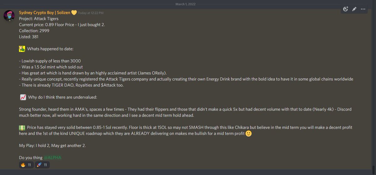 SydneyCryptoBoy's tweet photo. Just put this #Solana #NFT play out on @AttackTigersNFT - Don't sleep on these guys: https://t.co/Yp9qnDAI7N