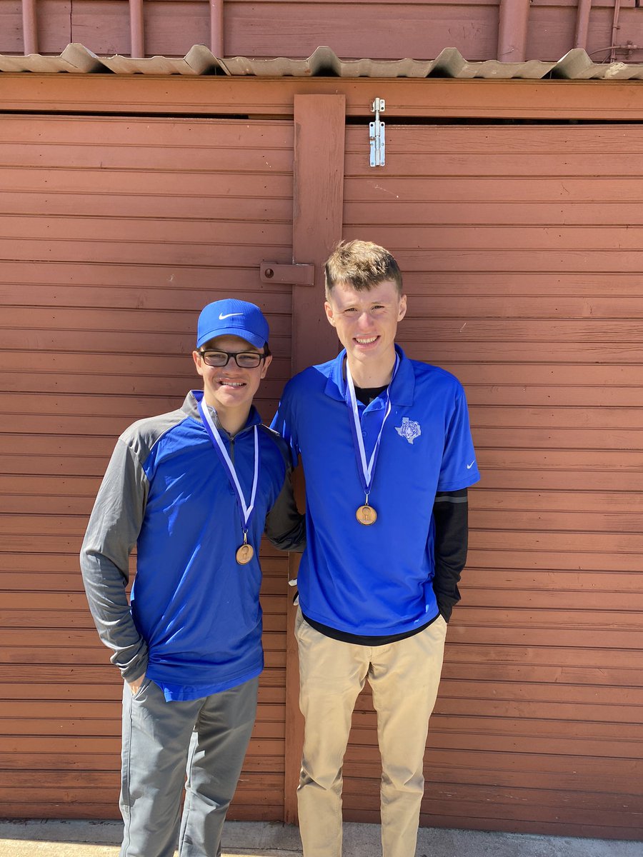 WP__Golf's tweet photo. These 2 Tigers reppin some hardware. Had a great day on the Golf course! As a team we competed well. Finished 4 strokes behind a great Caddo Mills team for 3rd place. Looking forward to tomorrow when the ladies Tee off and compete! #WeWillWin #Tigersplaygolf https://t.co/b0aKYj77O2
