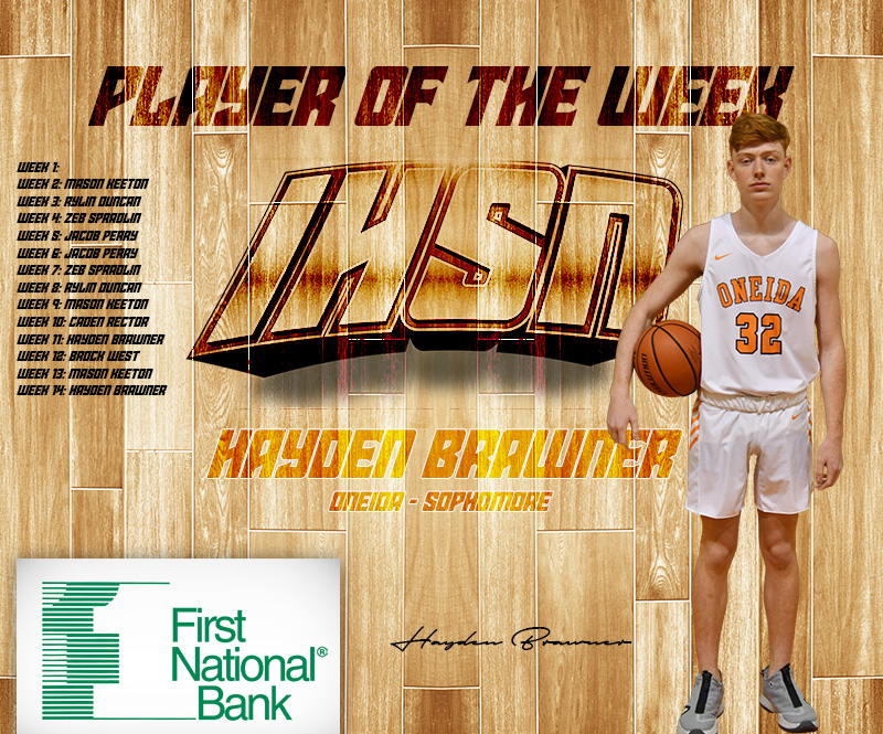 IHVarsity's tweet photo. Brawner continues to play well, and had 11 points and 8 rebounds in Oneida’s region quarterfinal win over Rockwood on Saturday.
#FNBMVP #POTW https://t.co/0C73dmIe1F