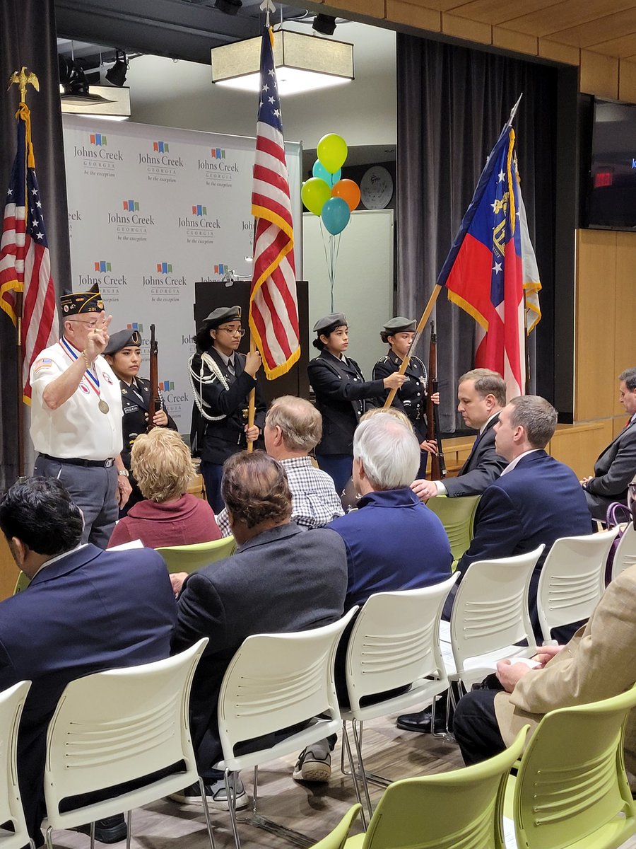 Our All Girls Color Guard Team presented the National Colors for the John's Creek Mayor's State of the City address. #communityinvolvement