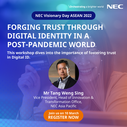 NEC_APAC's tweet photo. Trust is the preeminent cornerstone for any digital transformation driver. Beyond accuracy, what are other considerations essential to Digital Identity and fostering trust? Register for our workshop at #VDA2022 here: https://t.co/UabMt7n5ad

#NEC #biometrics #digitalidentity https://t.co/hVAwxqLCSZ