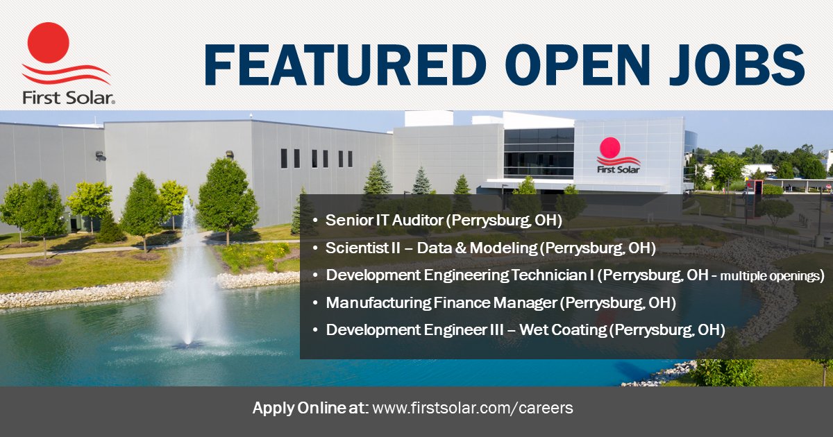 FSLRCareers's tweet photo. We’re building a company to power the world. And it starts by empowering you.
View more details on these jobs and all of our openings at https://t.co/oXm7d6gdn0
#FirstSolarCareers #PowerThroughEmpowerment https://t.co/UzGkSDQFW5