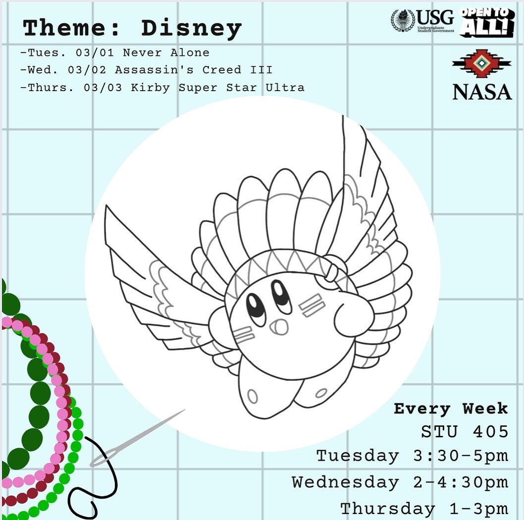 uscnasa's tweet photo. This is our Kirby template for the week but you are welcome to work on whatever you want! Join whenever you can! 
This will take place every week in STU 405:
•Tuesdays 3:30-5pm
•Wednesdays 2-4:30pm 
•Thursdays 1-3pm
See you soon! https://t.co/hyRCGNQD1y