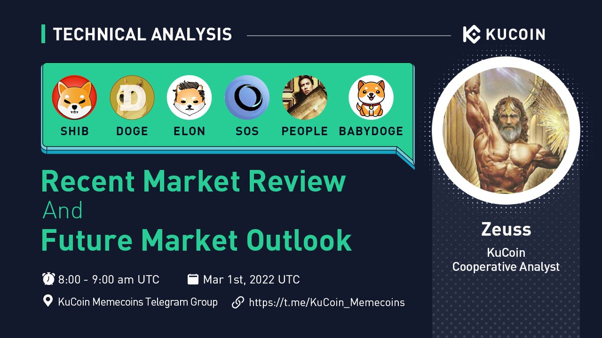 kucoincom's tweet photo. Join the Recent Market Review and Future Market Outlook in KuCoin #Memecoins Telegram Group, 350 $USDT to Give Away!

⏰ 08:00 am on Mar 1, 2022 (UTC)

📍 https://t.co/ZHXUtDN6T0 https://t.co/kdjKtDnJIA