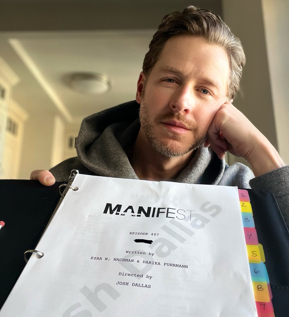 JoshDallas's tweet photo. Here we GO!! @ManifestNFLX 407 written by the great @DarikaFuhrmann &amp; #ezranachman. Coming SOON to @netflix! #manifest #director #grateful ✈️ https://t.co/ak3VLk7SNk
