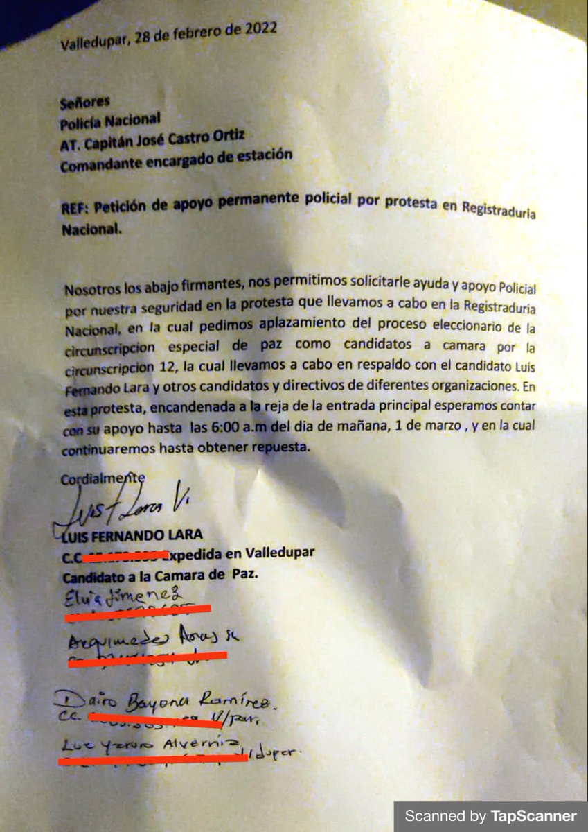 LuisflaraVasque's tweet image. Fuimos a radicar derecho de peticiones a la @PoliciaColombia con el fin de que se nos brinde acompañamiento, la Policía Nacional se ha negado, no recibió nuestra solicitud.
Ojo estamos expuestos #Citrep