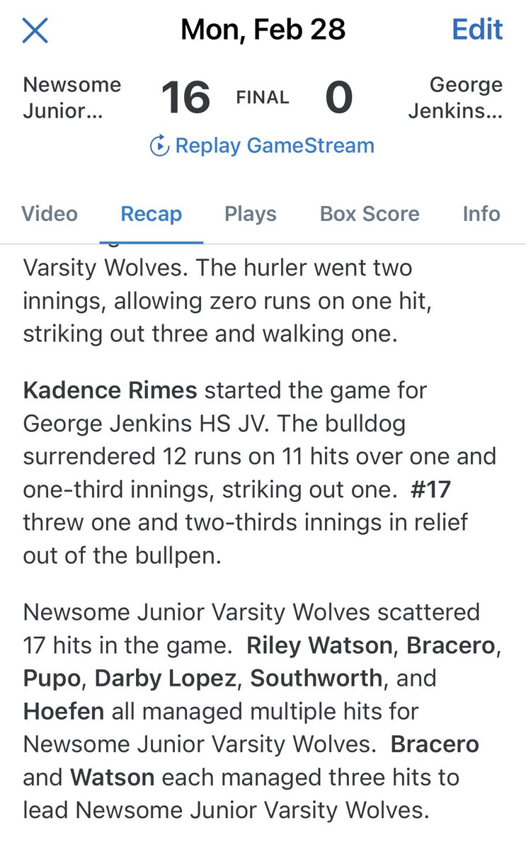 Outstanding performance tonight for the Newsome High JV Team. Dominant pitching, hitting, and a full on Defensive showcase. Very very proud of them tonight…<a href="/CoachCastro74/">Coach Castro-74</a>