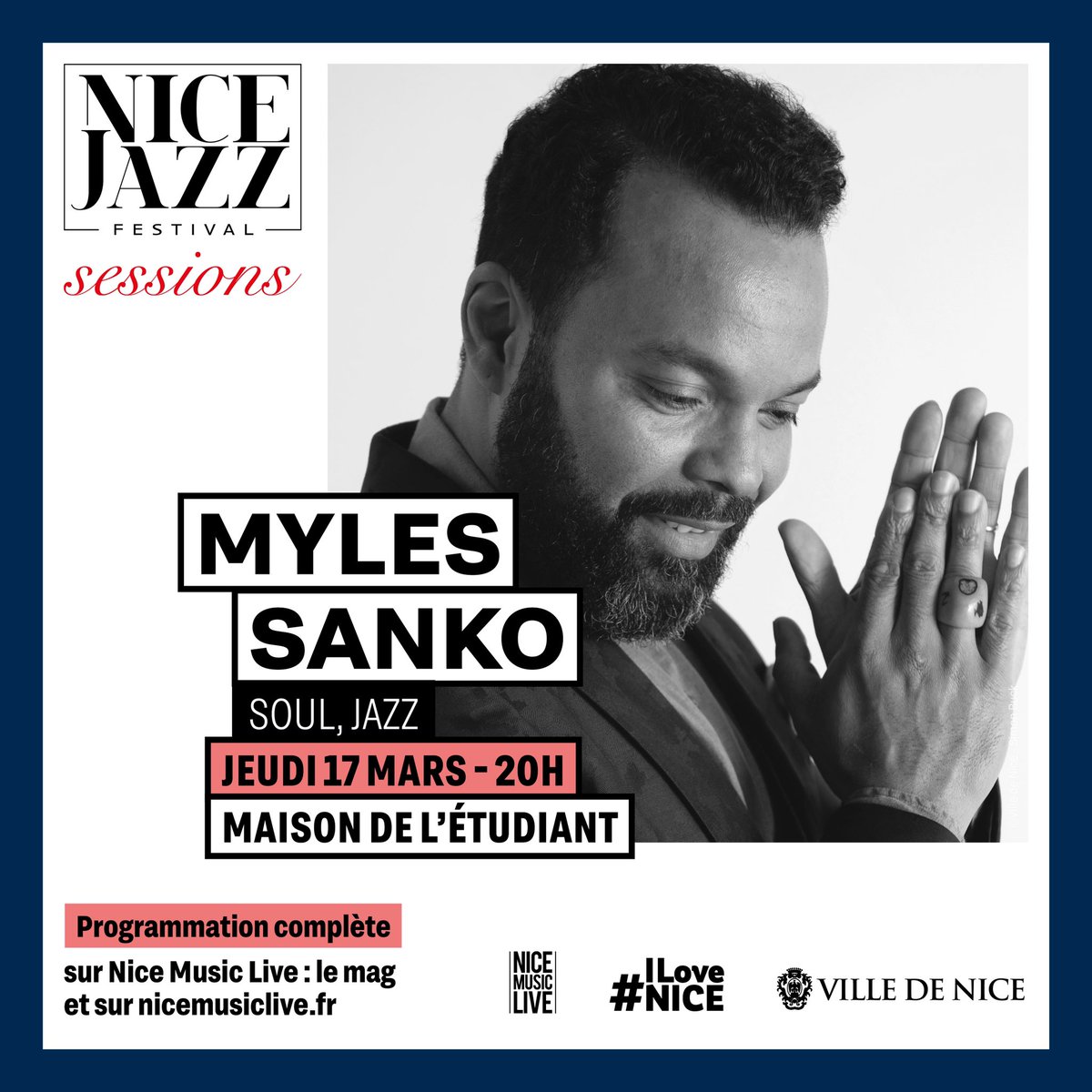 Rdv le jeudi 17 mars à 20h pour applaudir <a href="/mylessanko/">Myles Sanko</a> à <a href="/VilledeNice/">Ville de Nice</a> <a href="/nicejazzfest/">Nice Jazz Fest</a> <a href="/nicemusiclive/">NiceMusicLive</a>