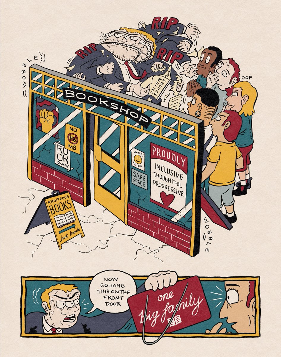 raffwu's tweet photo. Union Busting is Always Disgusting. Workers at @readingsbooks have fought for a fair deal for 5 years. It only took one meeting for Readings to target and intimidate members of the RAFFWU Bargaining Team. Now we #fightbackwithRAFFWU https://t.co/UEgCZwLTSr