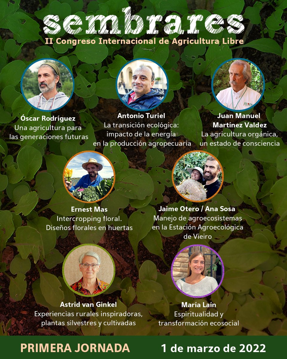 sembrares's tweet image. ¡Comienza el  II congreso @sembrares! Hoy tenemos a @amturiel, Juan Manuel Martínez Valdez, @verdcampfruits Ernest Mas, Ana Sosa y Jaime Otero, @AstridvanGinkel y María Laín. 

Aún puedes inscribirte en sembrares.com