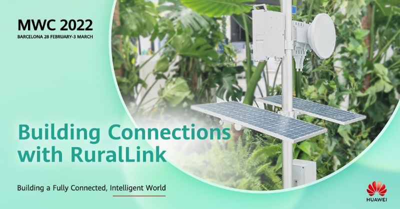 HUAWEI_TECH4ALL's tweet photo. Changing lives is all about connections! Meet #RuralLink – our green &amp; affordable solution that’s connected 60 million rural people📱in 70 countries &amp; regions. Learn about our other #TECH4ALL projects 👉 https://t.co/fS8torFiVv &amp; check out our booth at #MWC22!