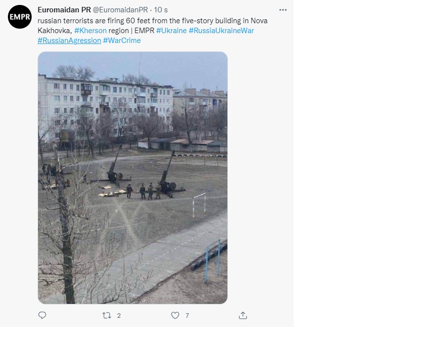 Baudet stelde dat Oekraïne een menselijk schild gebruikte. Echter blijkt dat het niet het Oekraïnse leger was die van een schoolplein artillerie afvuurde, maar Rusland. Baudet verspreidt Russische desinformatie. Inmiddels is de tweet verwijderd, maar zonder rectificatie.
