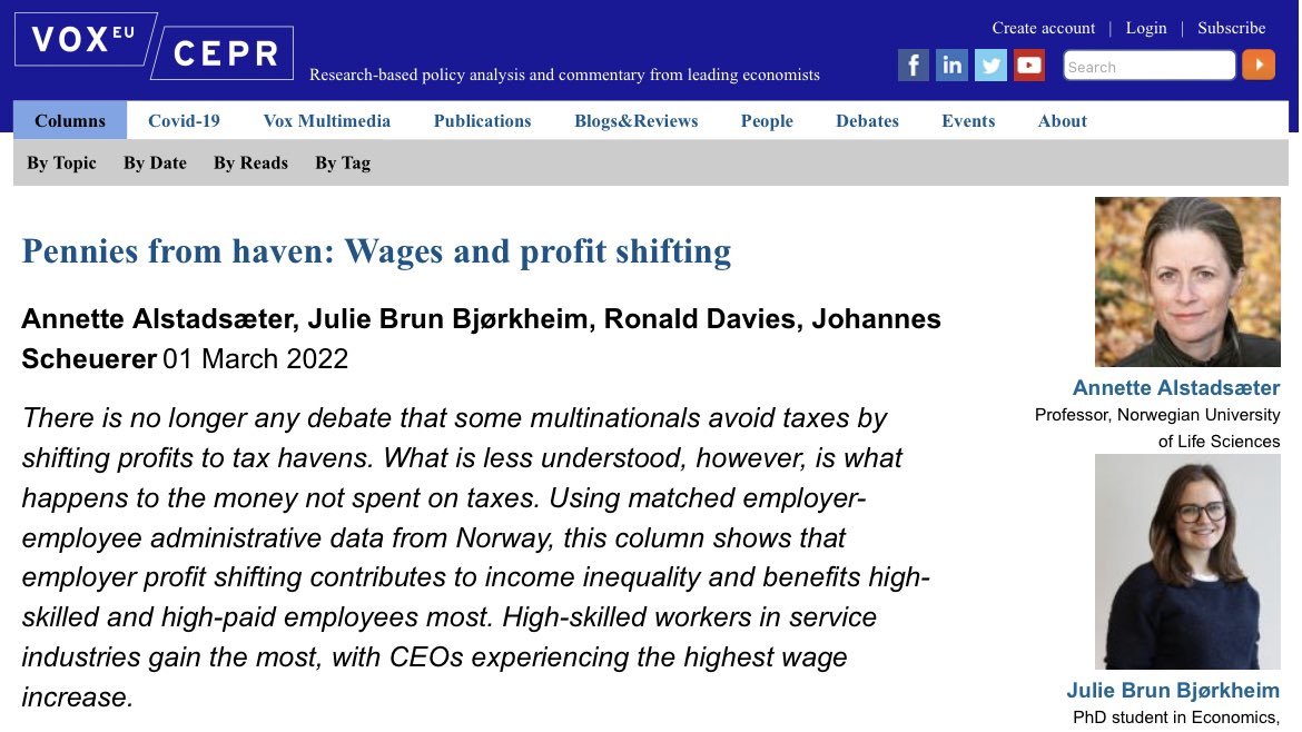 Race to the bottom tax competition and income inequality: new evidence at the VoxEU.org
•
“employer profit shifting contributes to income inequality and benefits high-skilled and high-paid employees most” <a href="/voxeu/">VoxEU</a> <a href="/BrankoMilan/">Branko Milanovic</a> 

voxeu.org/article/wages-…