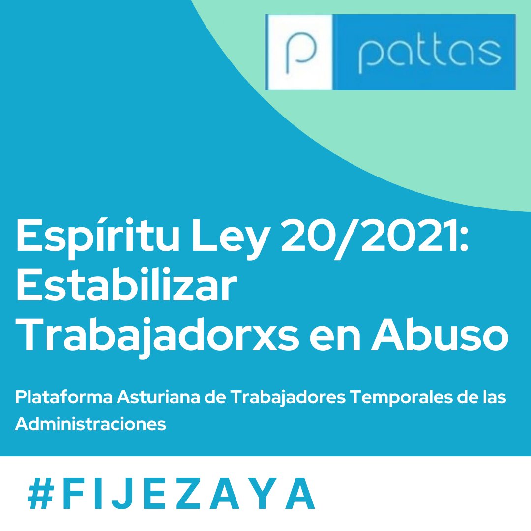 PATTAs___'s tweet photo. Recordamos a @FSA_PSOE que @sanchezcastejon en @desdelamoncloa firmó Ley 20/2021 con visto bueno de @EU_Commission
El Espíritu de esta Ley no es otro que resarcir el abuso y dar ESTABILIDAD a los TRABAJADORXS ABUSADXS
@AdrianBarbon en @GobAsturias NO RETUERZA LA LEY!!
#FijezaYa https://t.co/YYAeMJHahJ