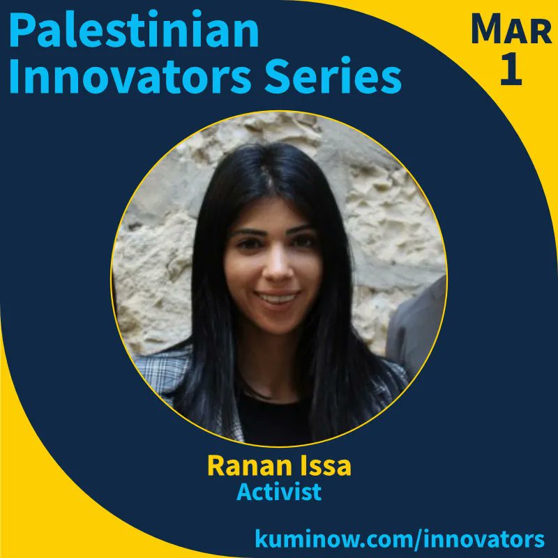 Join us today, 6pm Palestine time (UTC+2) as we meet Ranan Issa, head of the ELCJHL’s Women’s Desk, as part of our Palestinian Innovators series. Register here: kuminow.com/palestinian-in… #Palestine #KumiNow #Innovators